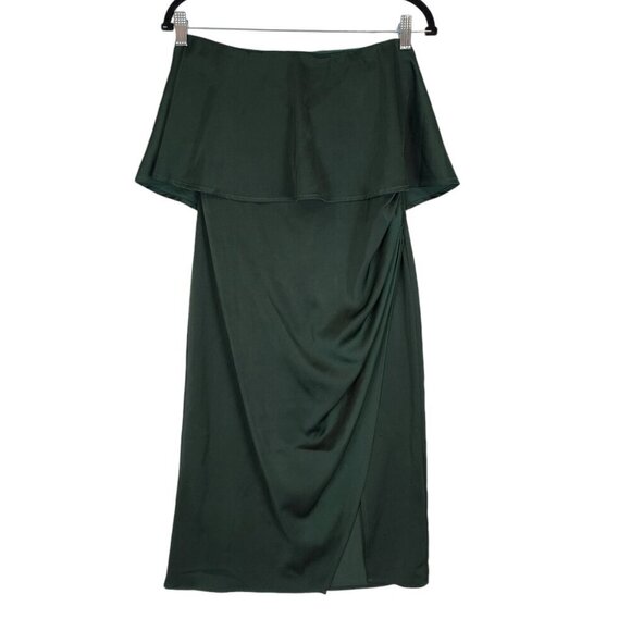 Lovers and Friends Violet Midi Dress in Emerald Faux Wrap Strapless Sexy Dress S - Picture 2 of 12